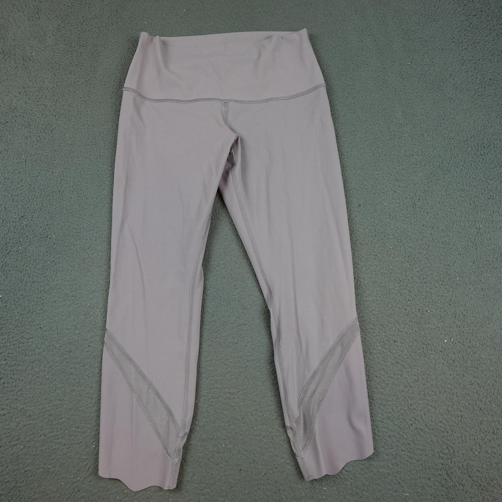 Lululemon Pants Womens 6 Gray Purple High Rise Crop Leggings Yoga Mesh